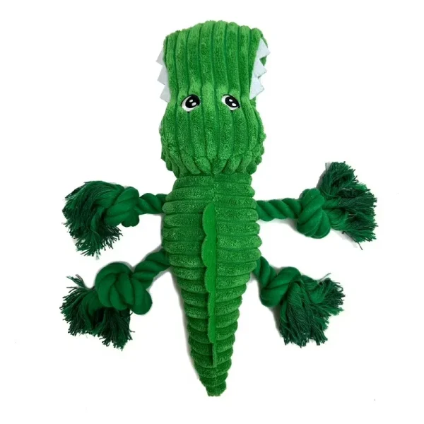 Green Alligator Plush Dog Toy with Squeaker